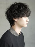 ルーズパーマシャドウパーマメンズマッシュウルフ10代20代緩め