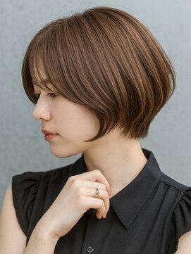 ヘアーアンドメイクサワ 佐久店(sawa) ココアブラウンハッシュボブくびれ小顔ショート