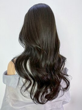 小顔ロンググレージュ韓国ヘアオリーブグレー_ba568931