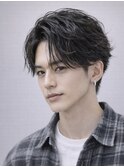 Haleメンズ刈り上げセンターパートニュアンスパーマたまプラーザ