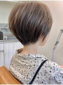 ショートボブ白髪ぼかしミルクブラウン髪質改善