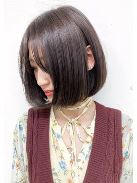 ラエティス(Laetus) ナチュラル縮毛矯正×上品透明感グレージュでツヤボブ【Laetus】