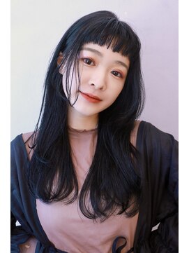 ガーランドギンザ(Garland Ginza) オン眉//顔周りカット/暗髪ロングヘア