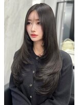 ランズ(LANDS) アッシュカラーザクザクレイヤーカット 【韓国ヘア 大阪 梅田】