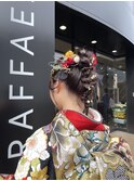 振袖ヘア 編みおろしポニー