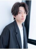 メンズカルマパーマアッシュブラック韓国マッシュウルフ