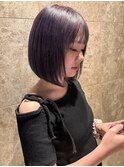 透明感艶カラー×ぱっつんボブ