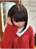 ボルドーカラー/切りっぱなしボブ/暖色カラー/艶カラー