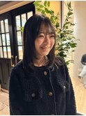 ナチュラルストレート 内巻きミディアム シースルーバング