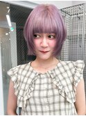 顔まわりレイヤー レイヤーボブ ブリーチ ピンラベンダー ペール