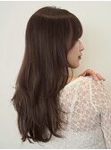 顔周りレイヤーカットくびれヘアミルクティーベージュカラー韓国