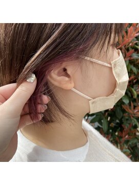 ネオヘアー 曳舟店(NEO Hair) アーモンドラテ×イヤリングピンク/曳舟髪質改善インナーカラー