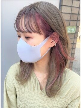 グラスペディア(graspedia) ベージュフェイスフレーミングピンクｍ【広島派手髪】