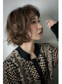 くすみベージュ乾かすだけ抜け感小顔ボブパーマv戸頭20代30代