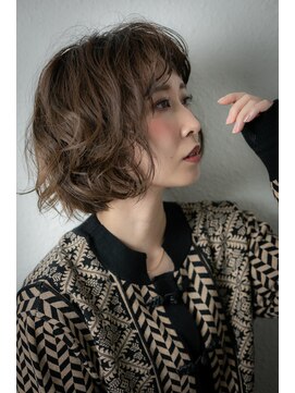 カバーヘア イヴ 戸頭店(COVER HAIR EVE) くすみベージュ乾かすだけ抜け感小顔ボブパーマv戸頭20代30代