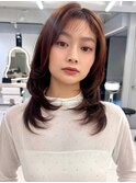 韓国レイヤー/ワインレッド/マロンベージュ/イメチェン/吉祥寺