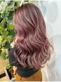 white pink balayage