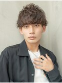 フェザーパーマセンターパートハイライトカラーニュアンスパーマ