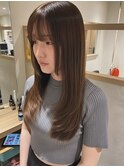 大人可愛い透明感チョコレートブラウン艶カラーストレートロング