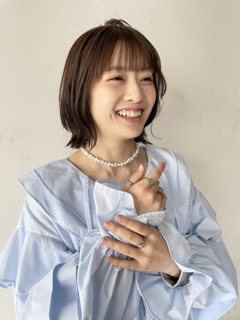 アールヘア ナチュラルアンドオーガニックサロン レイヤーボブ×オリーブベージュ【オーガニックカラー】