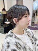 京都美容室　顔まわりカット　面長ショート　進詩織