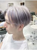 ホワイトシルバーメンズマッシュショート