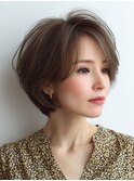 白髪ぼかし脱白髪染め似合わせショートボブ40代50代60代