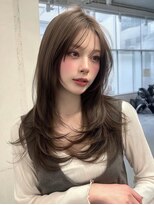 ノイズオオサカ 梅田店(NOISM OSAKA)&nbsp;小顔外ハネミディアムアッシュ20代30代40代くびれミディ韓国ヘ