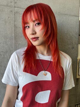 ナループロア ルームー(Nalu pu loa ROOMOO) ハイレイヤー/シャギーカット/ビビッドオレンジ