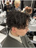 メンズパーマツイスパ波巻きスパイラルマッシュセンターパート