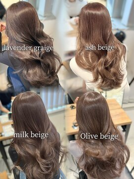 アイヴィ 表参道(IVY) ブリーチなし透明感カラー オリーブベージュ ラベンダーアッシュ