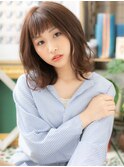 大人フェミニンハイライト韓国風オン眉ミディc6戸頭20代30代40代