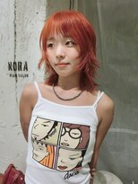 ノラ シブヤ(NORA)&nbsp;ハイレイヤーハッシュカットオレンジカラー赤オレンジ