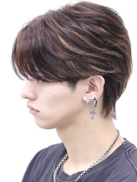 アーリー(Ali'i) ハイライトメッシュニュアンスパーマセンターパートウルフ