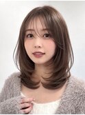 レイヤーカットミディアムレイヤーハッシュカットミディアムヘア