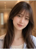 セミロング20代30代ストレートレイヤー前髪なし前髪あり越谷
