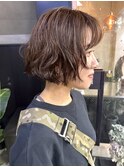 ボブ/癖毛風ボブパーマ/ナナパーマ/スモーキーブラウン