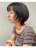 ショートレイヤーボブ×グレーアッシュ