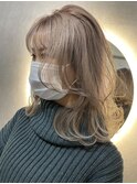 ミディアムレイヤー×ミルクティーカラー 心斎橋ダブルカラー