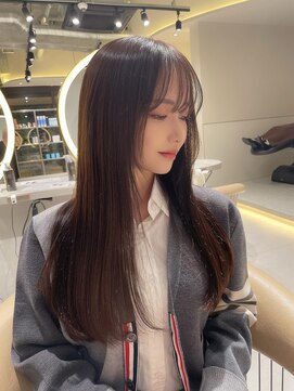 ロンドメリア 天神大名店(Lond Melia) ★くびレイヤーエモージュインナーグレージュ前髪ピンクベージュ