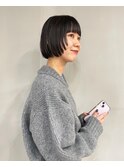 ボブパーマ/黒髪パーマ/切りっぱなしボブ/ショートボブ