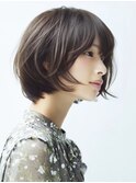 ☆シースルーバング小顔ウルフミディ黒髪メルティカラーボブ