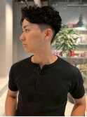 フェザーパーマ 刈り上げ ツーブロック 束感 アップバング 20代