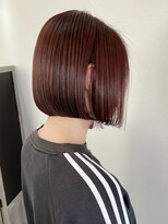 フラッグ ヘアー 天神西通り店(Flag HAIR) 前下がりボブ レッドブラウン
