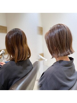 ミラバイケンジ 藤沢(Mira by KENJE) 白髪ぼかし細めハイライト30代40代50代ブルーグレージュ