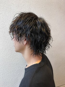 メンズ　ウルフ　ツイストスパイラルパーマ