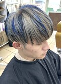 ブルー、ブラックメッシュm【広島派手髪】【広島メンズヘア】