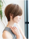 20代30代大人可愛い丸みショートショートボブオリーブベージュ