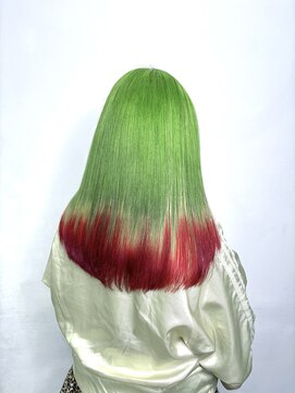 ザ オーダー(THE ORDER) シャギシャギ原色エンドカラー グリーンレッドデザイン