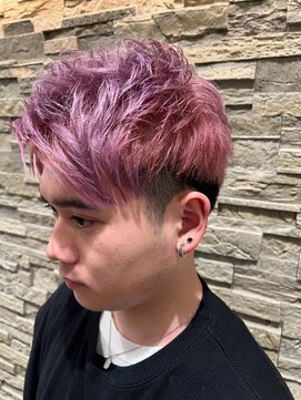 ヘアーレナータ 八王子(HAIR RENATA) アップバング束感ショートツーブロックスキンフェードカラー